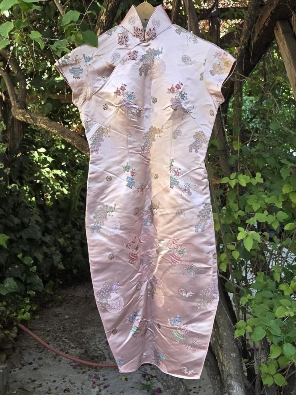 Pink Embroidered Cheongsam Qipao Dress AS IS Needs TLC